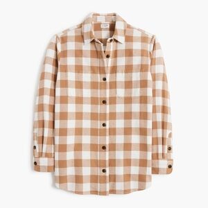 J. Crew Factory Tan and White Plaid Flannel Shirt Jacket